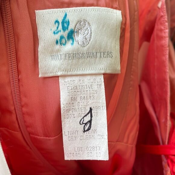 Watters & Watters Dupioni Silk Spaghetti Strap Dress Pink 10 - Picture 8 of 10